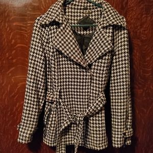 Womens~Medium~Jacket~Blk&Wht~Hounds Tooth